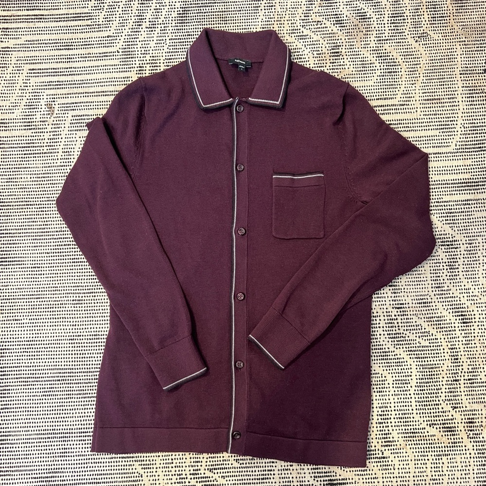 Express Deep Burgundy Polo Knit Button Down Shirt